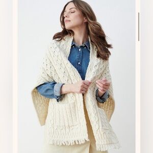 Aran Shawl Wrap With Pockets